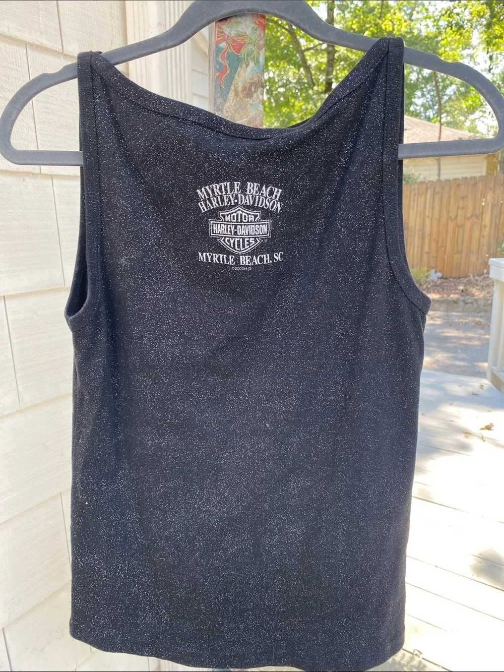 Harley-Davidson Black Sparkle Women's Tank Top with White Logo - Myrtle Beach SC